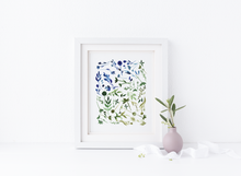 Load image into Gallery viewer, Blue &amp; Green Floral Watercolor Art Print
