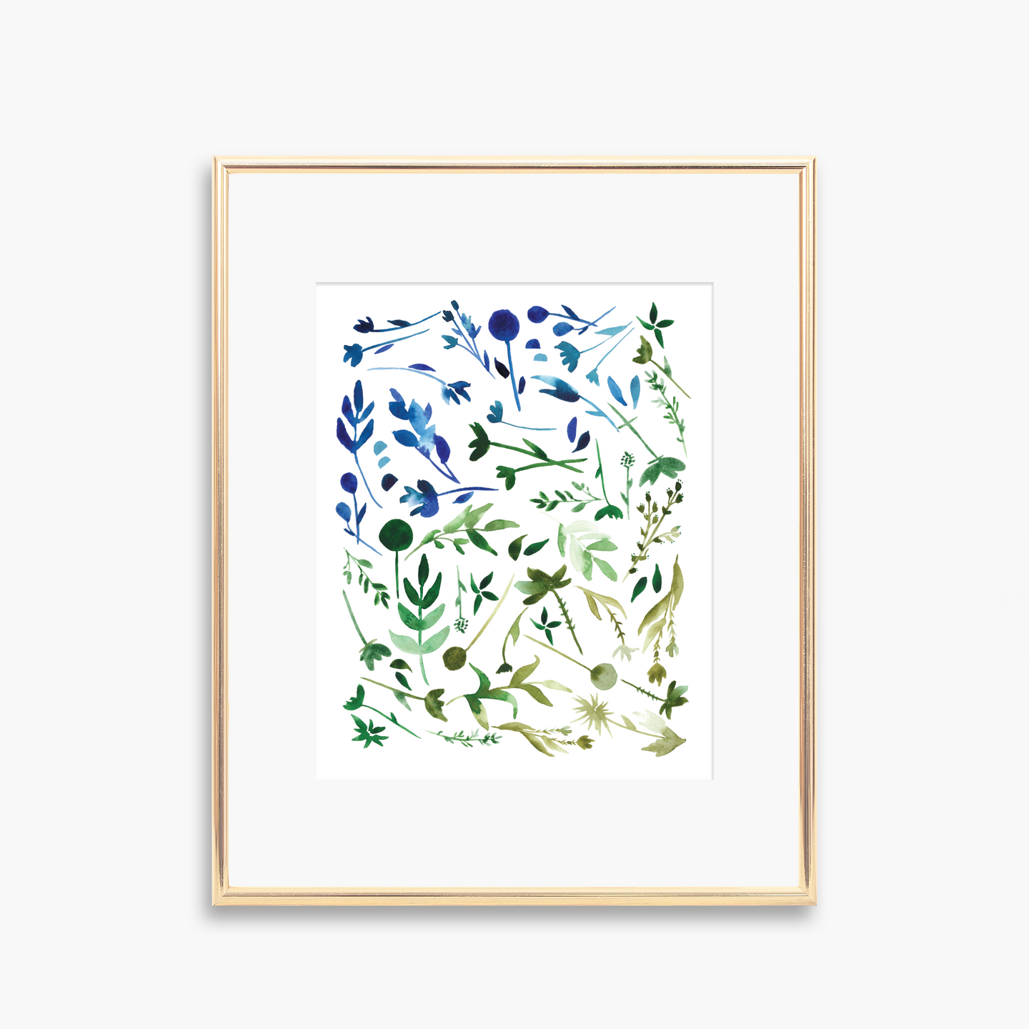 Blue & Green Floral Watercolor Art Print