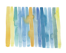 Load image into Gallery viewer, Blue &amp; Yellow Stripes Watercolor Art Print
