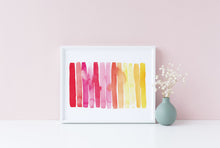 Load image into Gallery viewer, Pink &amp; Yellow Stripes Watercolor Art Print
