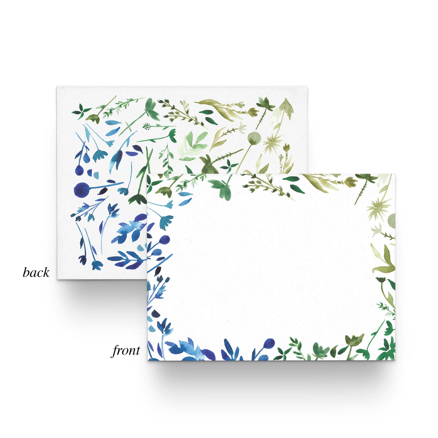 Blue Floral Flat Notecards (Boxed Set of 8)