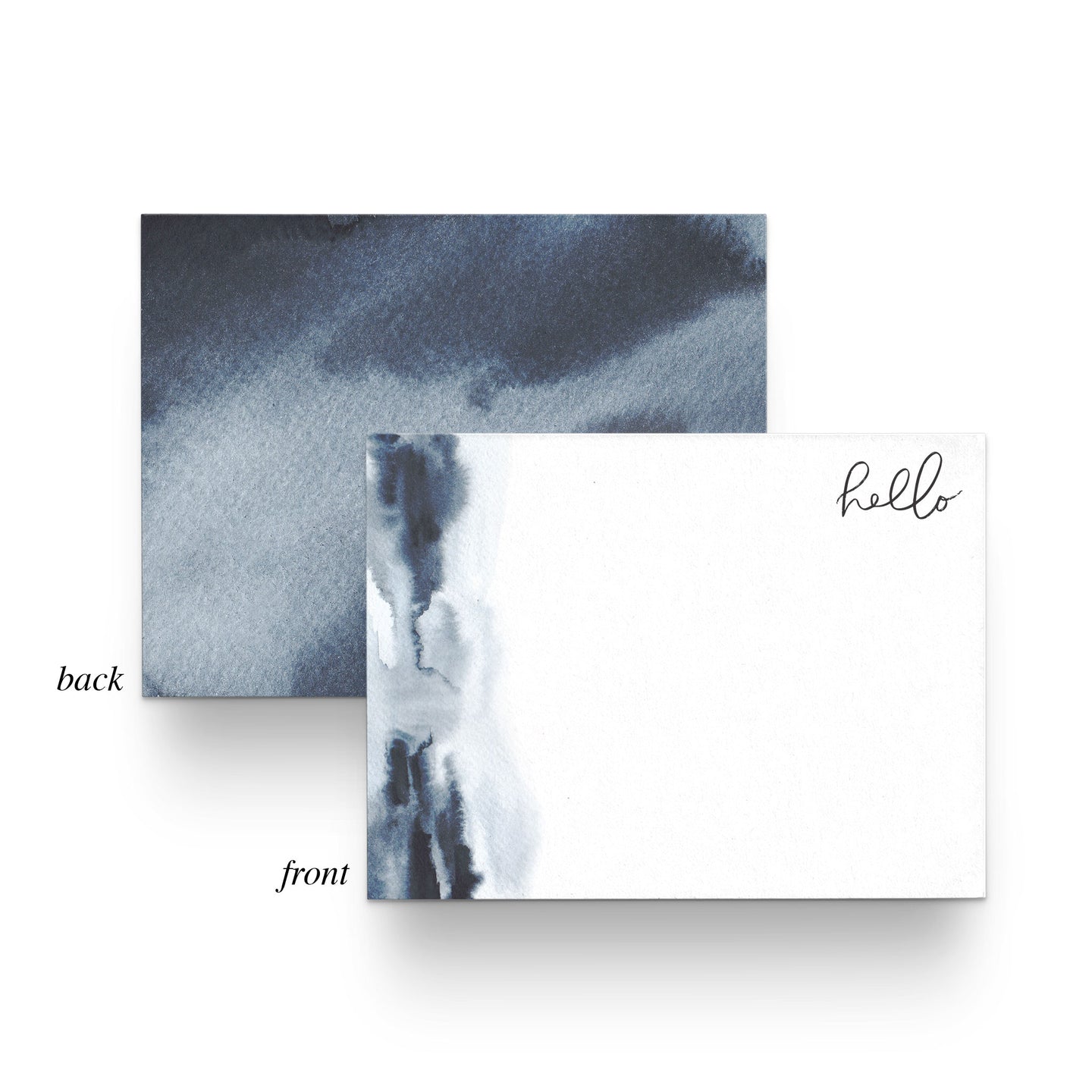 Blue Watercolor Hello Flat Notecards (Boxed Set of 8)