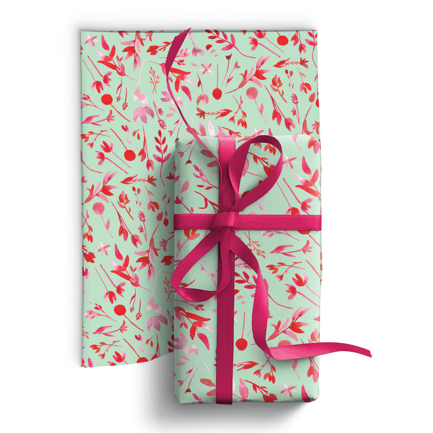Mint Floral Wrapping Sheets - NEW